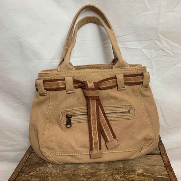 1969 GAP Jeans Heavy Canvas / Leather Burlap Style Hand Bag Gap Excellent - Picture 1 of 15